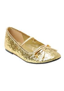 Girls Gold Glitter Ballet Flats