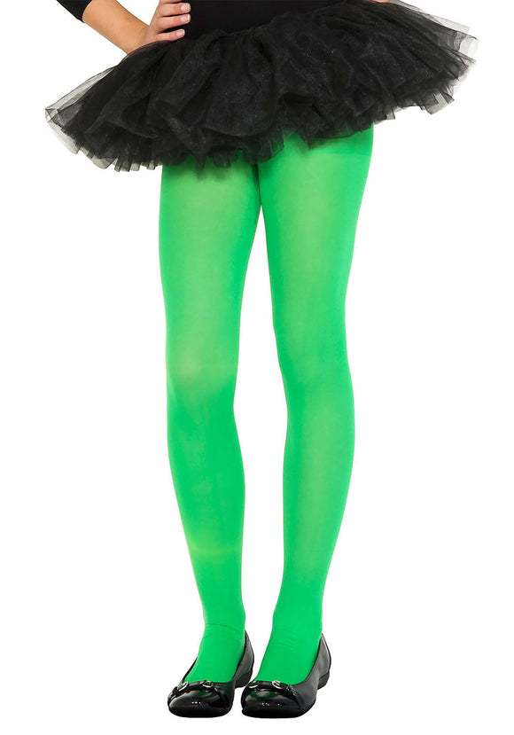 Green Opaque Girls Tights