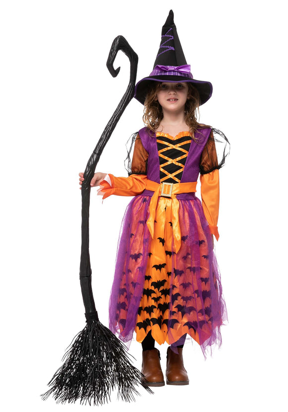 Light Up Toddler/Girl's Orange Bat Witch Costume