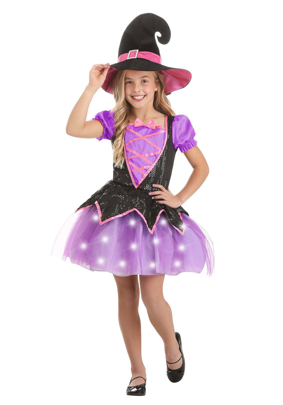 Pink Light-Up Girl's Witch Costume