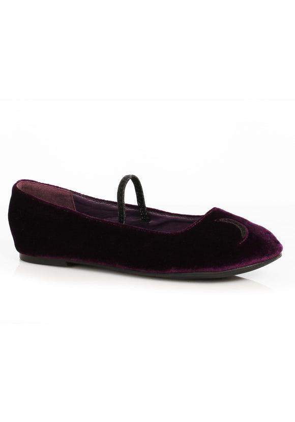 Purple Girls Crescent Witch Ballet Flat Shoes