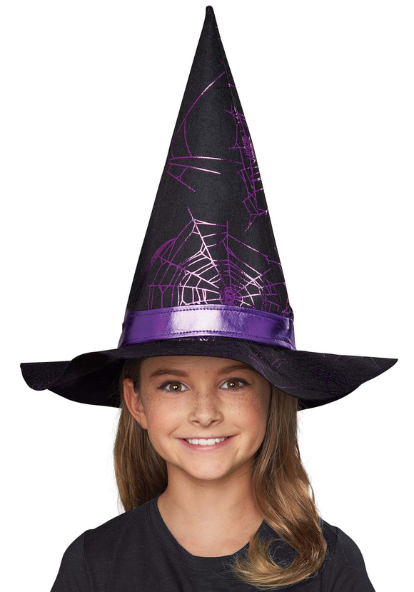 Purple Web Girl's Witch Hat