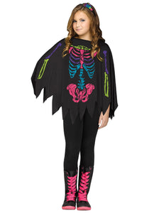 Rainbow Skeleton Girls Poncho