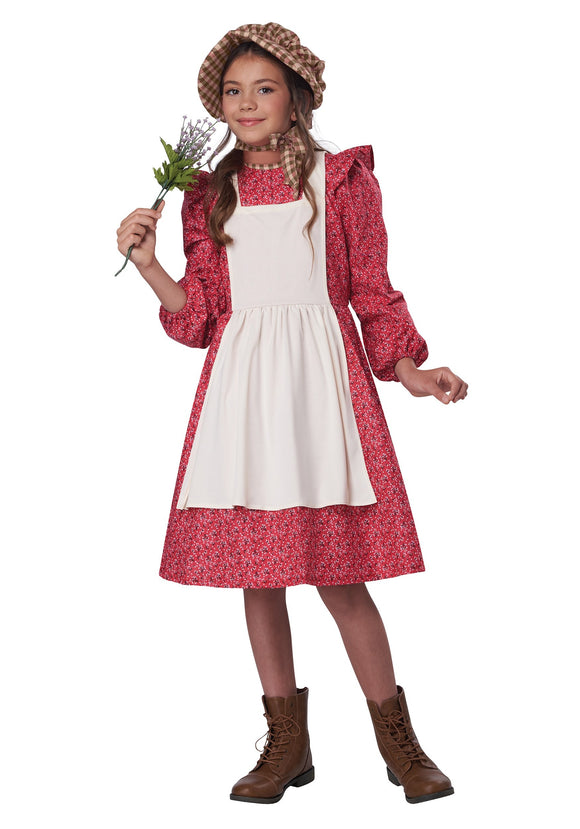 Red Frontier Settler Girl's Costume