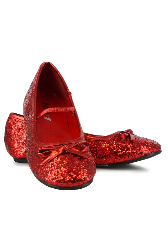 Red Ruby Glitter Girls Ballet Flat Shoes