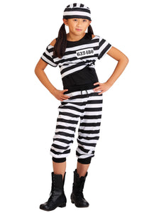 Striped Prisoner Girls Costume