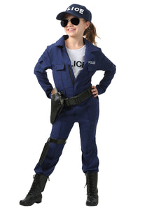 Girl's Tactical Cop Jumpsuit Costume