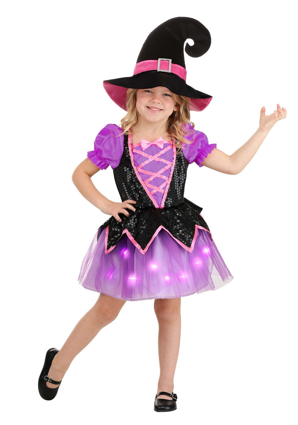 Toddler Pink Light-Up Witch Girl's Costume