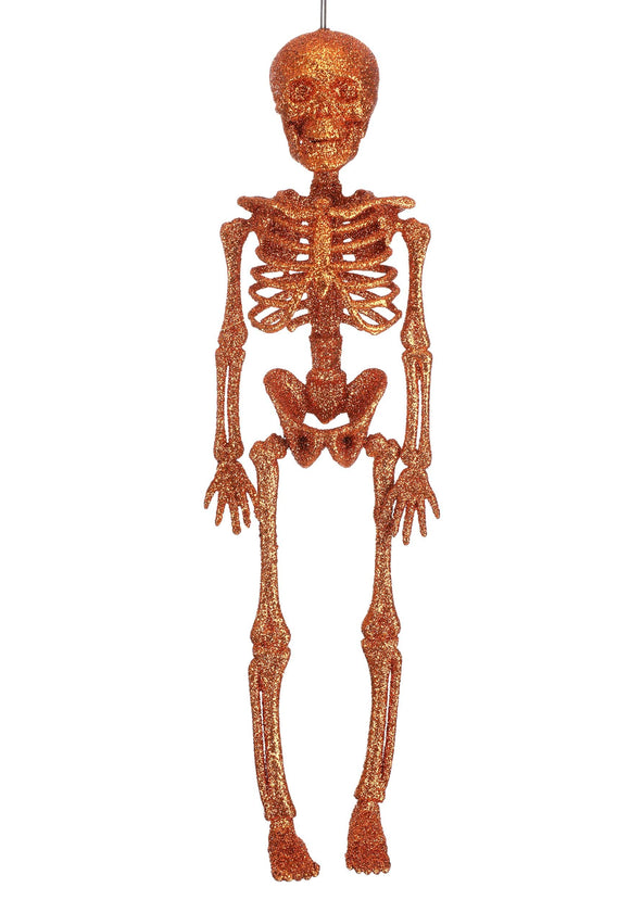 Glittering Orange Skeleton Decoration