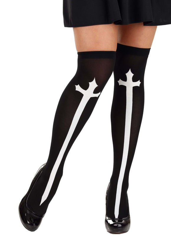 Gothic Cross Thigh High Stockings Accessory