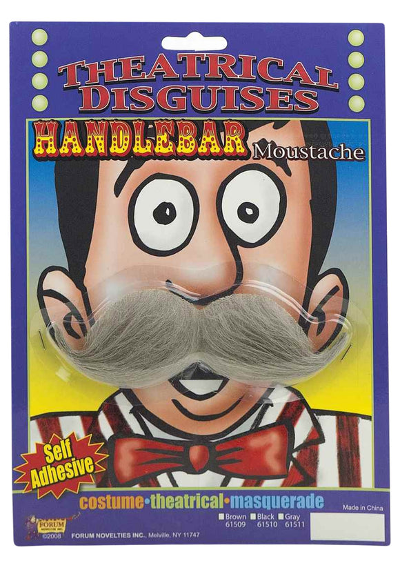 Gray Handlebar Mustache