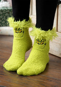 Fuzzy Grinch Socks