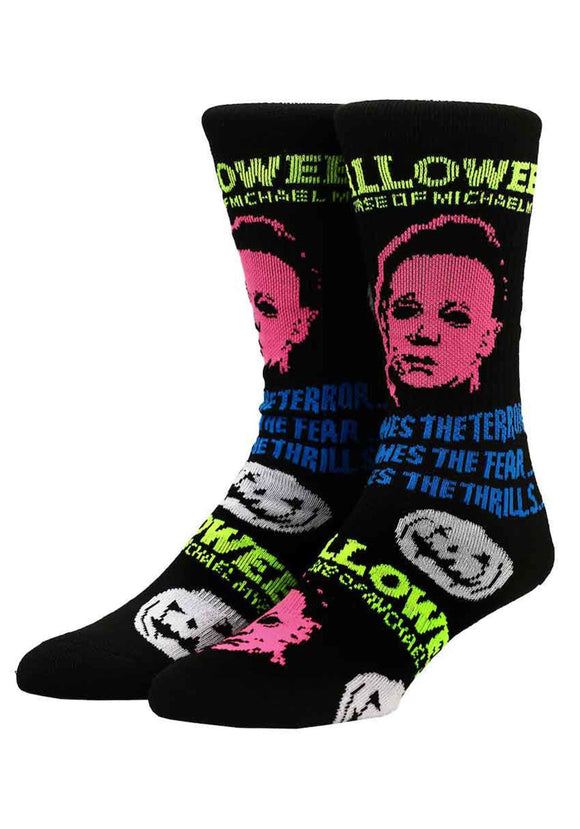 Halloween Michael Myers Adult Black Light Crew Sock
