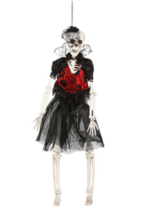 Hanging 16" Gothic Dress Skeleton Lady Halloween Decoration