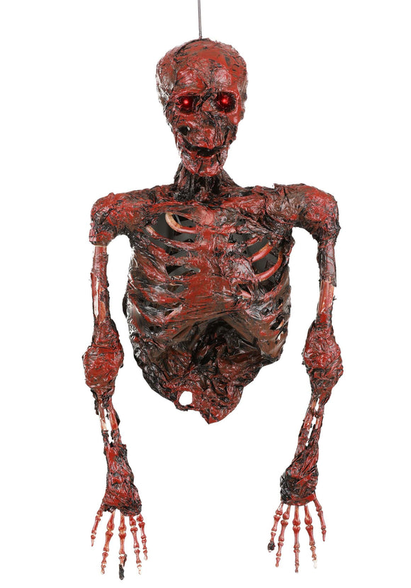 Hanging Half Skeleton with Light Up Red Eyes Halloween Decoration