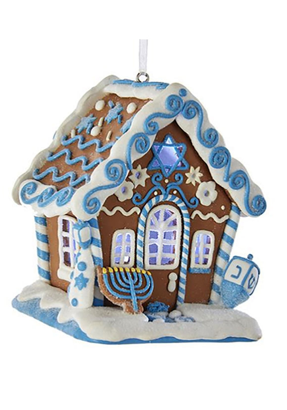 Hanukkah Gingerbread House LED Ornament