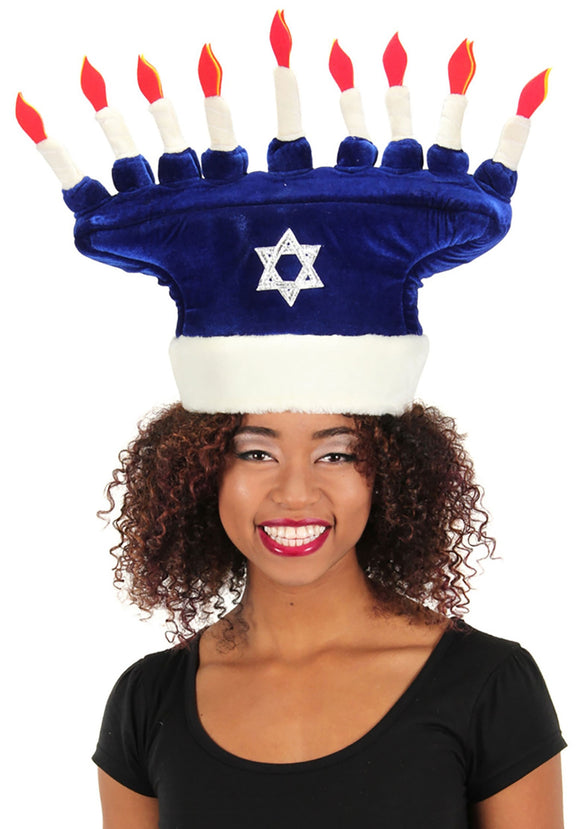 Happy Chanukah Blue Plush Hat