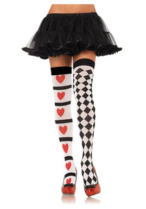 Harlequin and Heart Thigh Highs