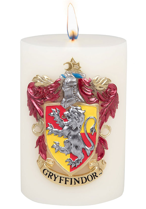 Harry Potter Gryffindor Sculpted Insignia on a White Candle