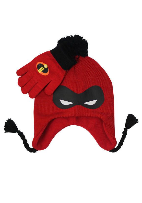 Kids Incredibles Mask Knit Peruvian Hat & Glove Set
