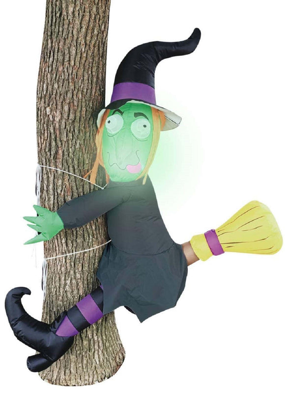 Inflatable 4 Foot Crashing Witch on a Tree Halloween Decoration
