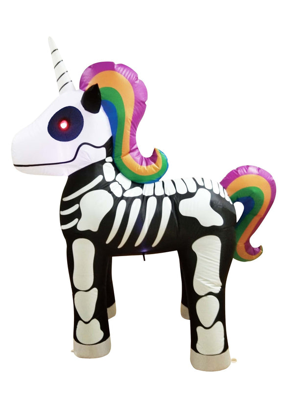 5 Ft Inflatable Standing Skeleton Unicorn Halloween Decoration