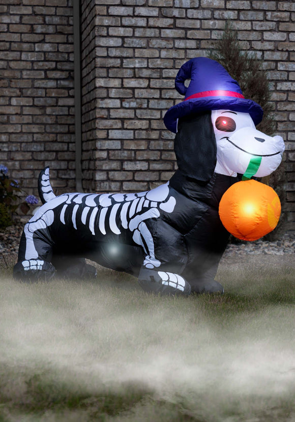 5 Foot Inflatable Wiener Dog Skeleton Halloween Decoration