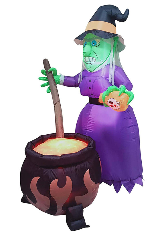 6 Foot Inflatable Witch & Cauldron Halloween Decoration