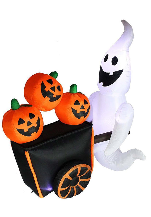 Inflatable 6-ft Pumpkin Vendor Ghost