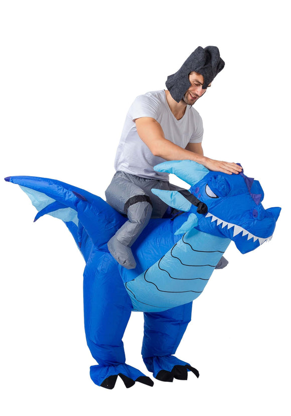 Inflatable Blue Dragon Ride-On Adult Costume