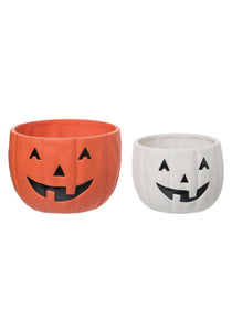 Set of 2 Jack-O-Lantern Treat Bowls