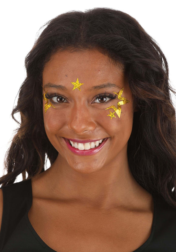 Holographic JamStar Face Decals in Gold Sparkle