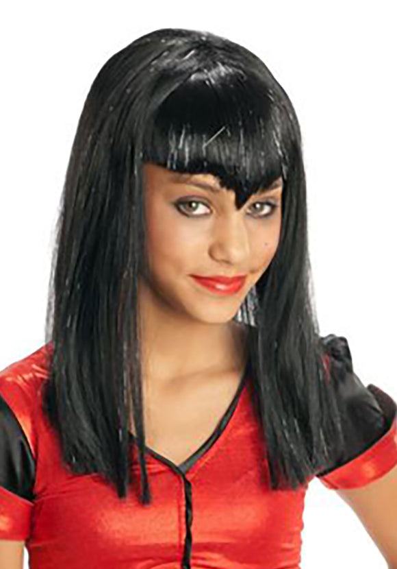 Black Glitter Kids Vampire Wig