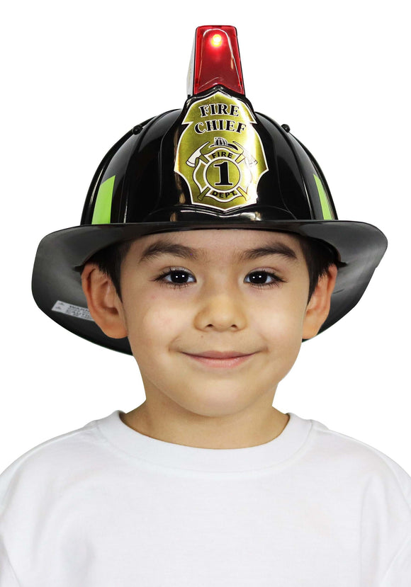 Black Light Up and Sound Kid's Fire Chief Helmet