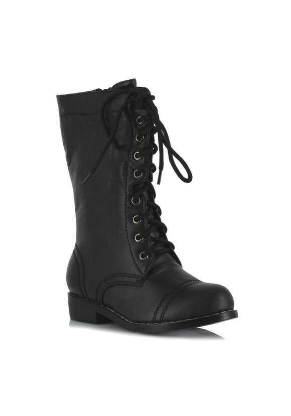 Kid's Black Military Boots