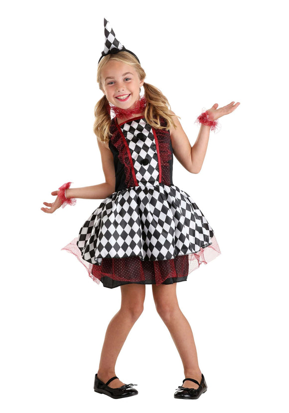 Burgundy Harlequin Kids Costume