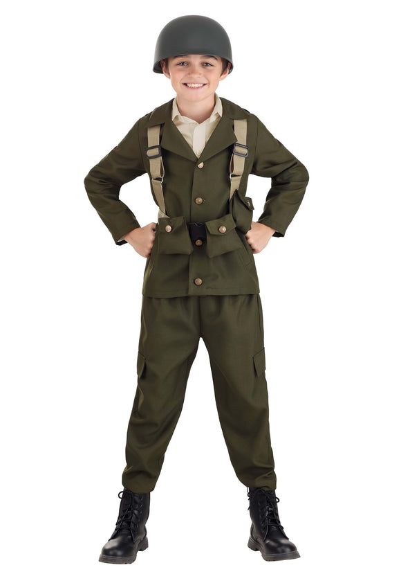 Deluxe World War II Kid's Soldier Costume
