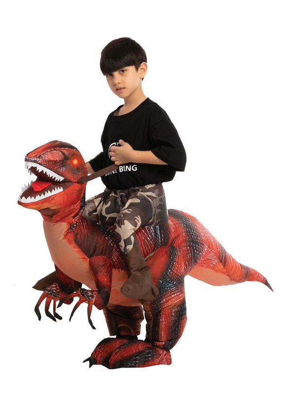 Kids Inflatable Riding-A-Red Raptor Costume