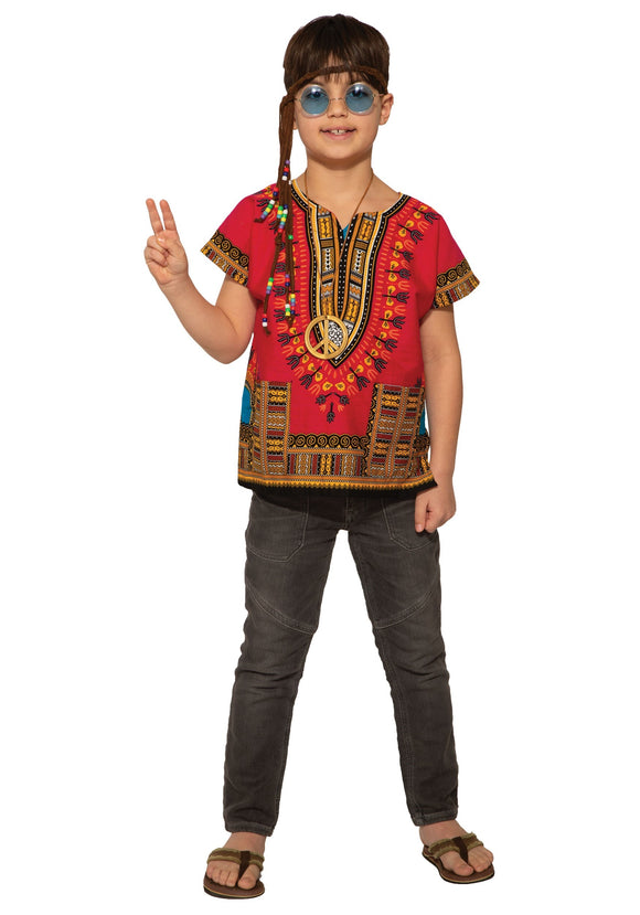 Red Dashiki Shirt Kid's Costume
