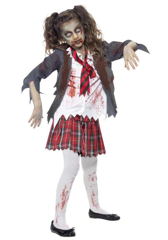 Zombie School Girl Costume for Kids