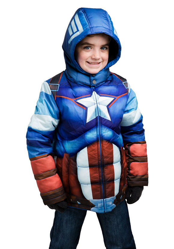 Kids Captain America Puffer Jacket