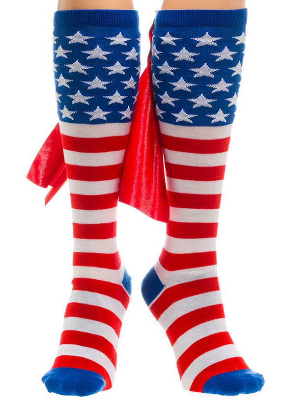 American Flag Knee High Cape Adult Socks