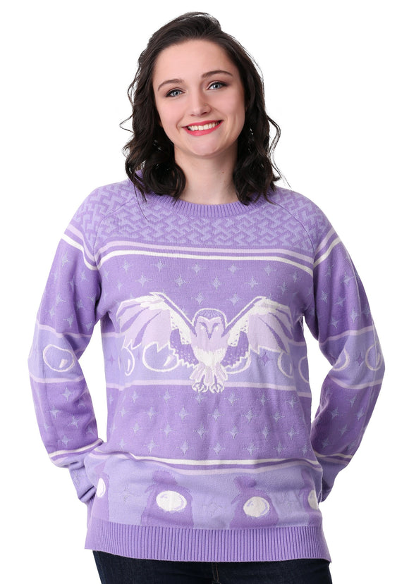 Labyrinth Owl Hi-Lo Ugly Christmas Sweater for Women