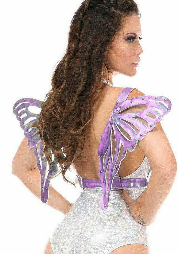 Lavender Holo Body Harness with Wings