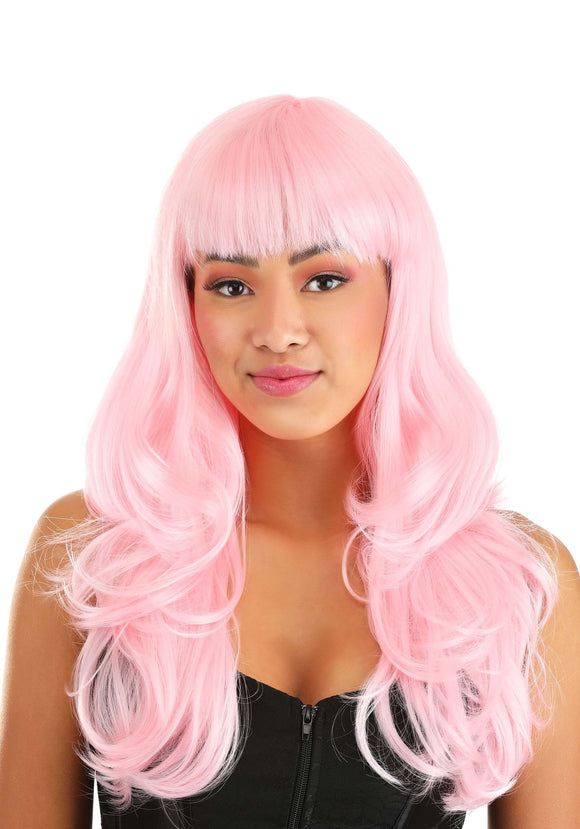 Full Light Pink Wavy Wig