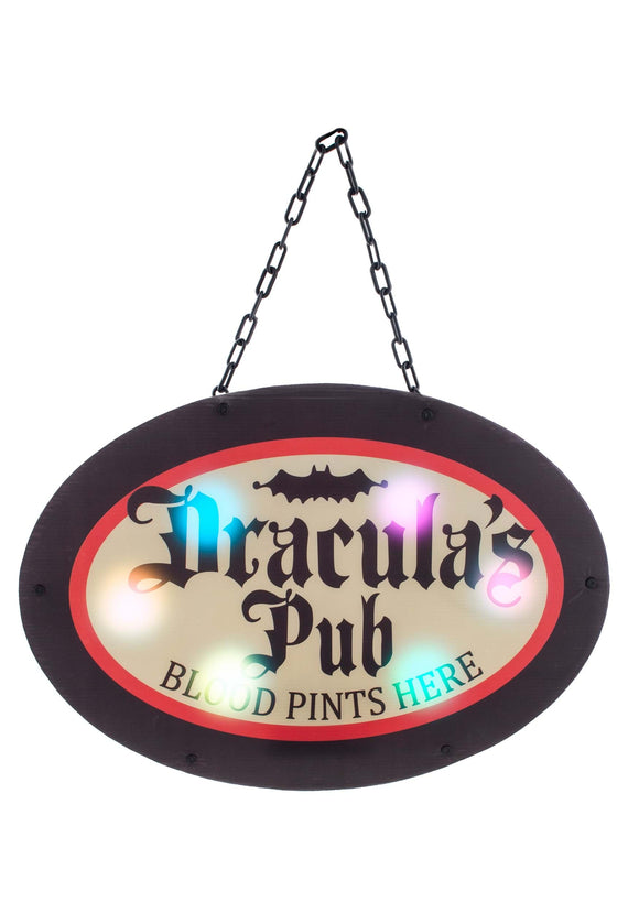 Hanging Light Up Dracula's Pub Sign