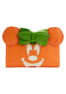 Loungefly Disney Glow Face Pumpkin Minnie Flap Wallet