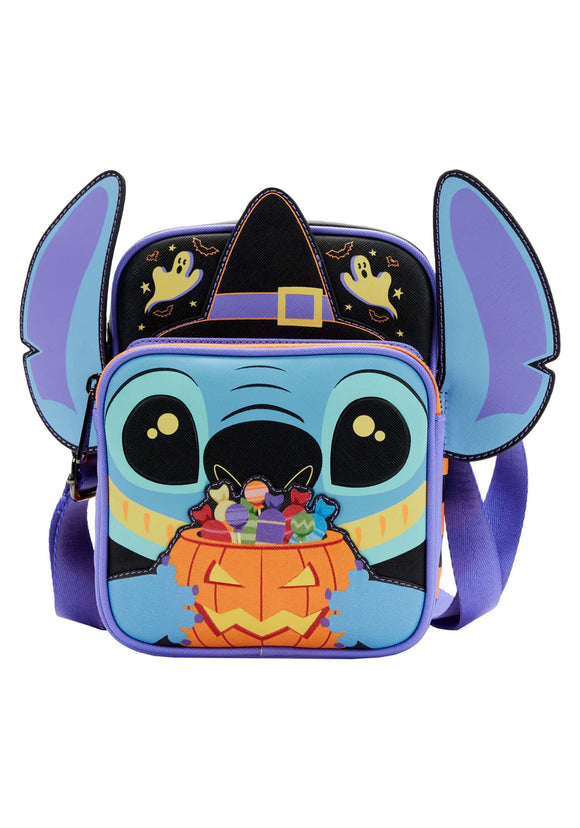 Loungefly Disney Lilo and Stitch Glow Halloween Candy Cosplay Passport Bag