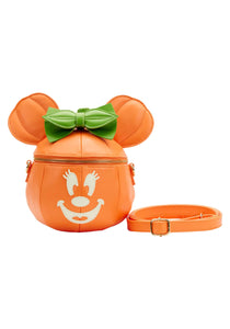 Loungefly Disney Glow Face Pumpkin Minnie Mouse Crossbody Bag