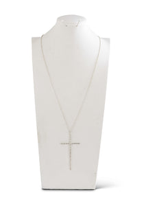 Matte Silver Elongated Cross on 36" Chain